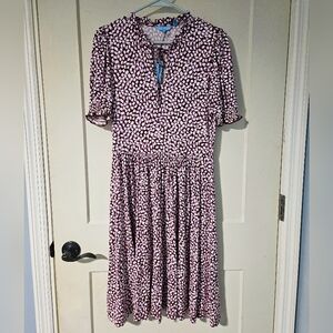 NWT - Draper James Purple and White Midi Dress